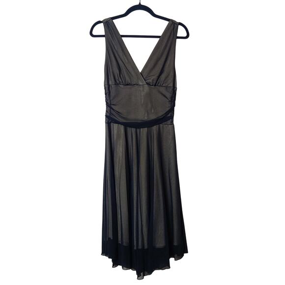 Vintage Y2K Ariella Black Sheer Mesh Ruched Fit & Flare Dress Medium Whimsigoth - Picture 1 of 11